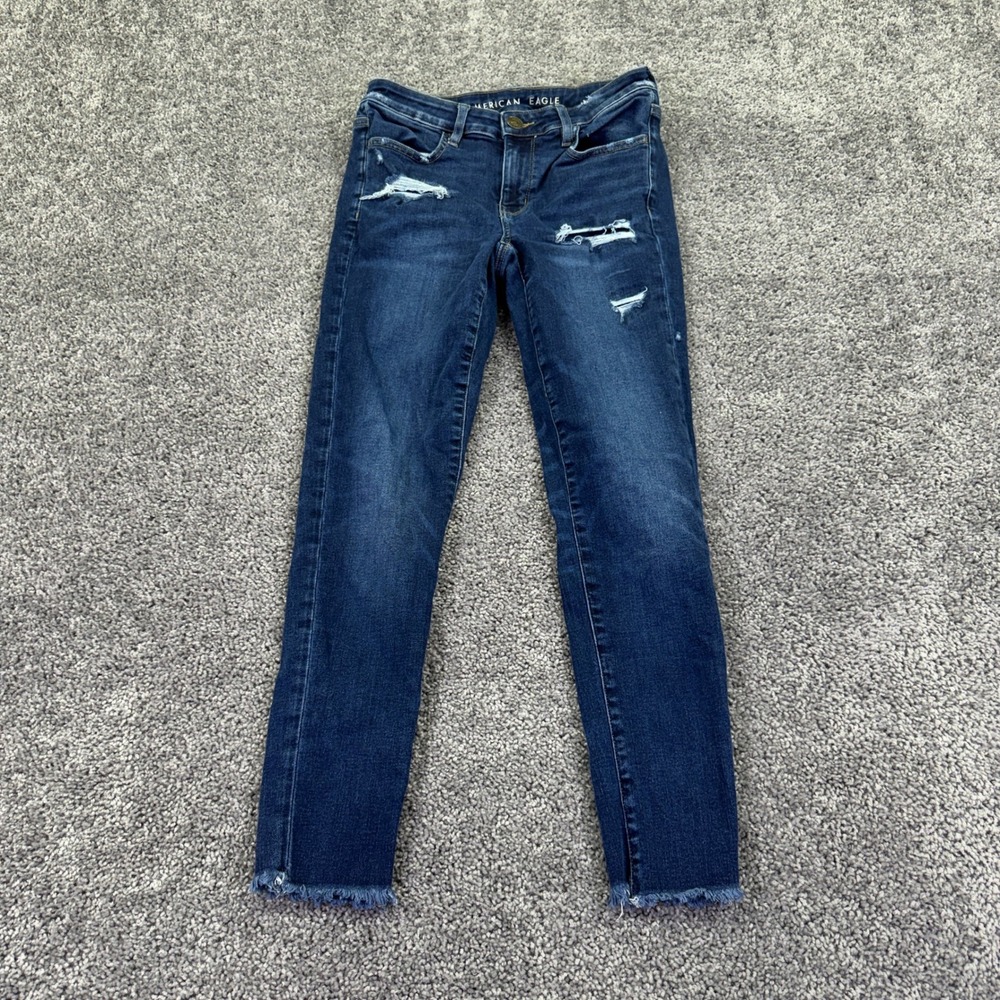 American Eagle Jegging Womens 6 Short Blue Distressed Raw Hem Ne(x)t Level